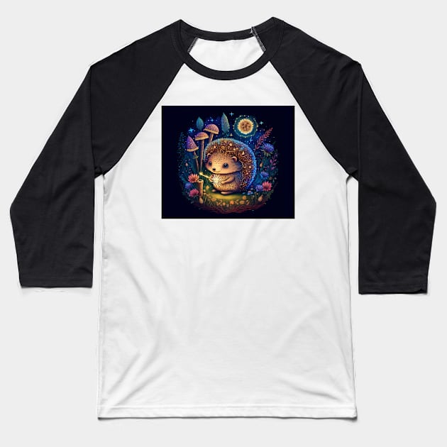Hedgehog Fairy Tale Scene Baseball T-Shirt by TheArtfulAI